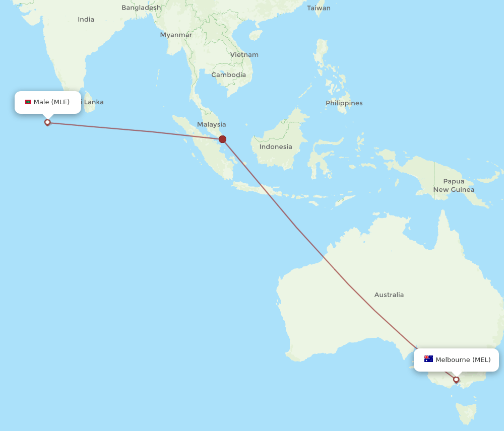 MEL to MLE flights and routes map