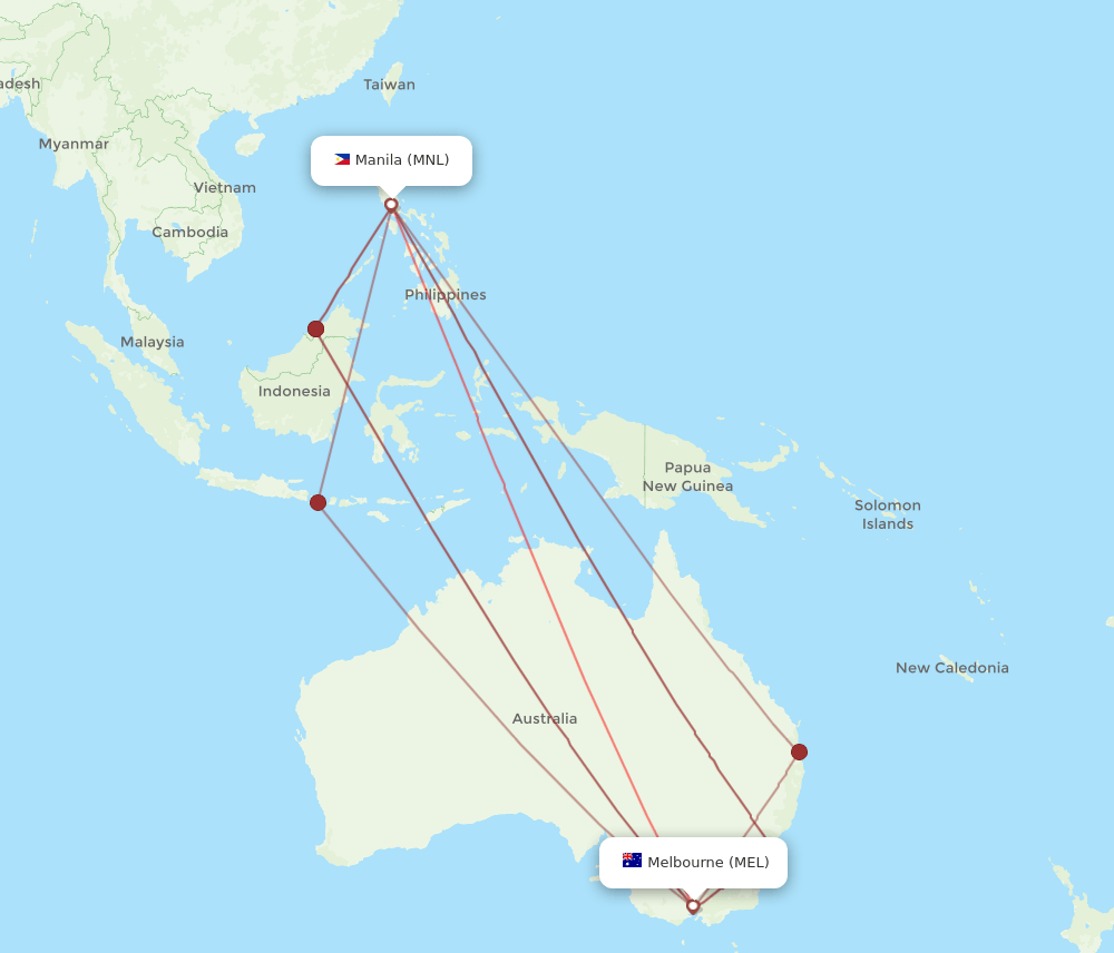 MEL-MNL flight routes
