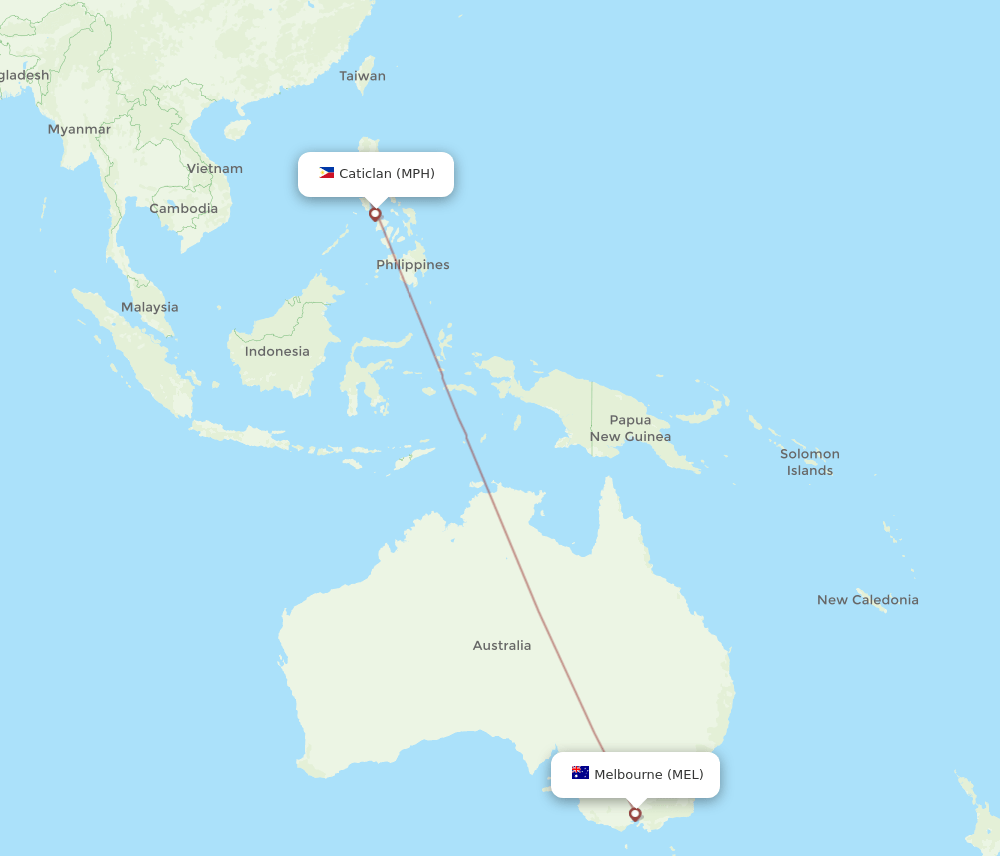 MEL-MPH flight routes