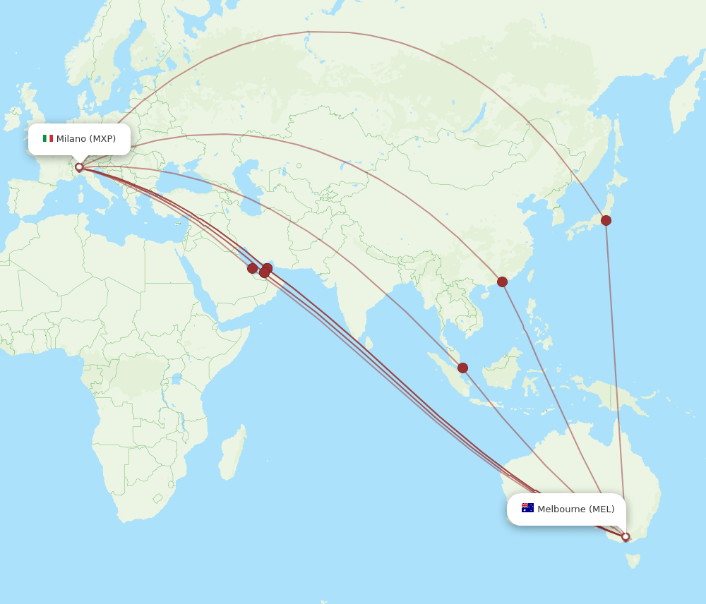 MEL-MXP flight routes