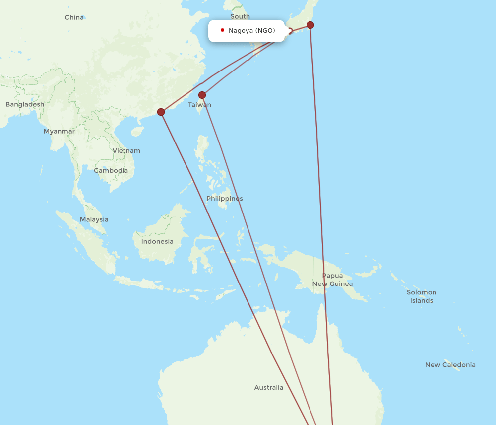 MEL-NGO flight routes