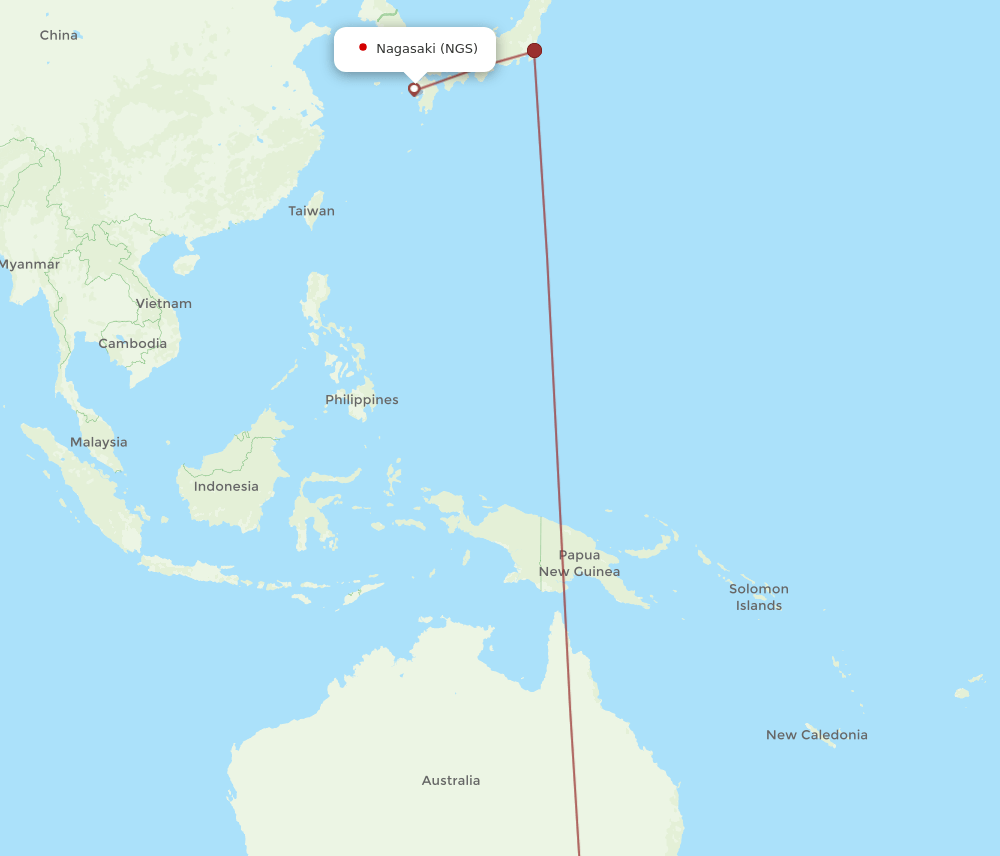 MEL-NGS flight routes