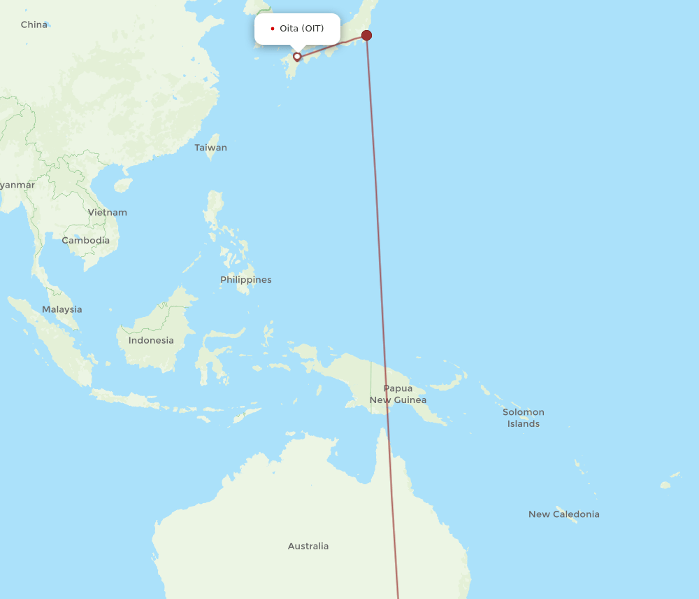 MEL-OIT flight routes