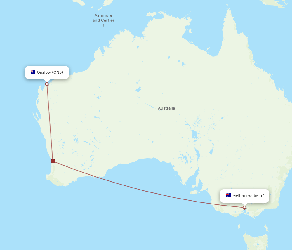 MEL to ONS flights and routes map