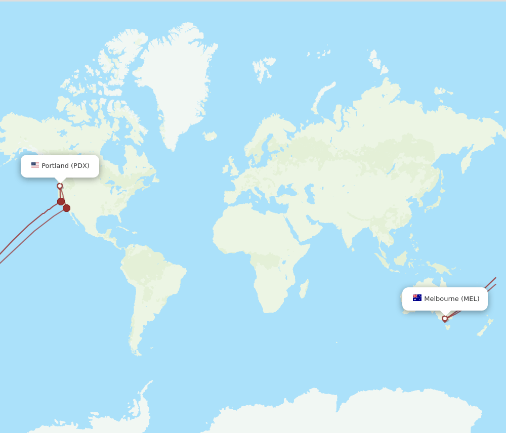 MEL-PDX flight routes