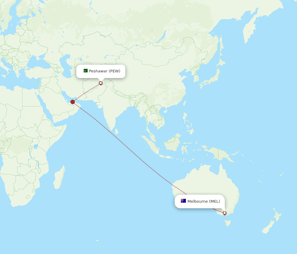 MEL-PEW flight routes