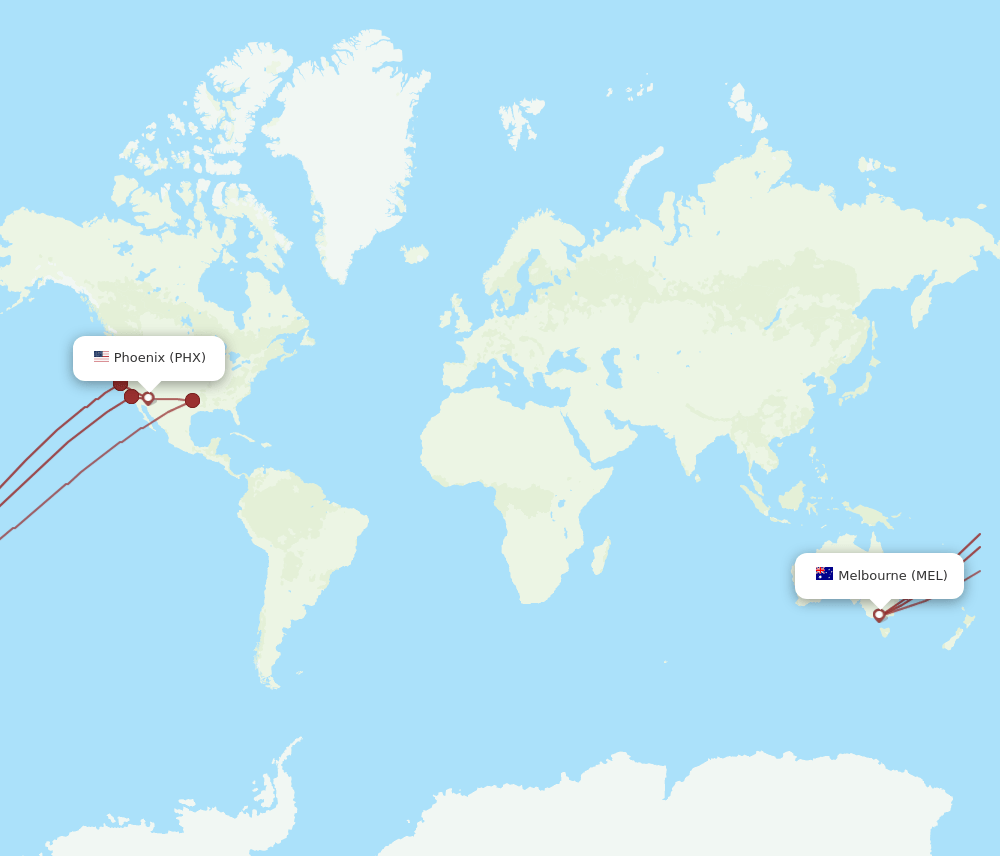 MEL-PHX flight routes