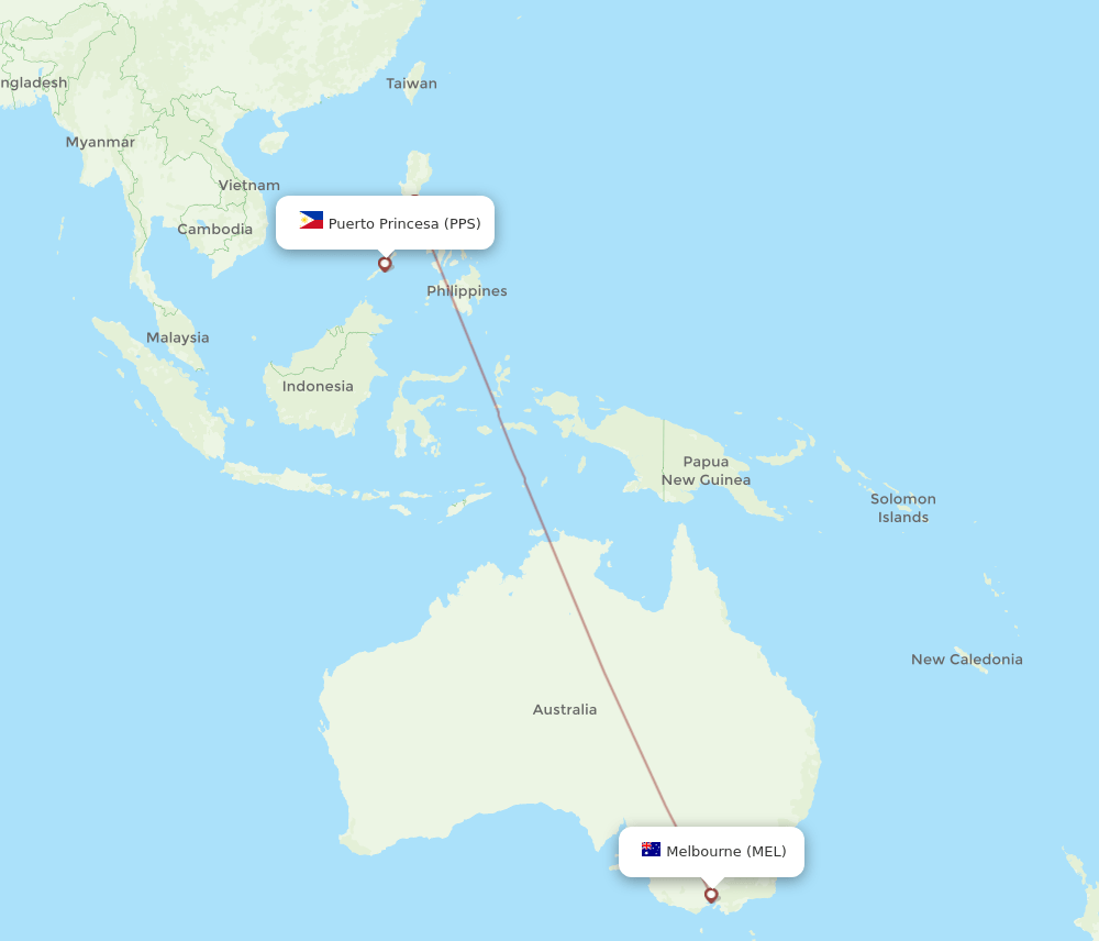 MEL-PPS flight routes