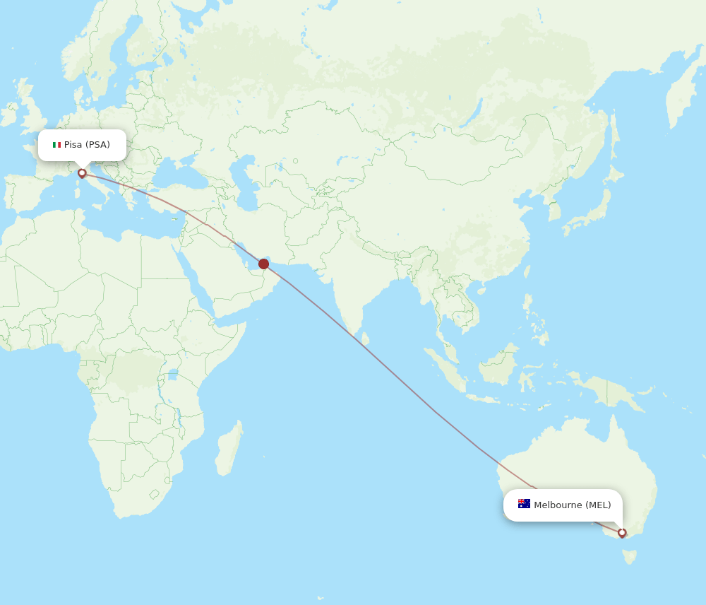 MEL-PSA flight routes