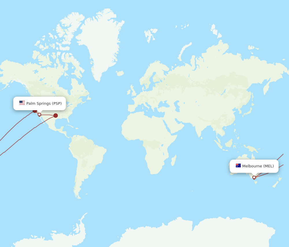 MEL to PSP flights and routes map