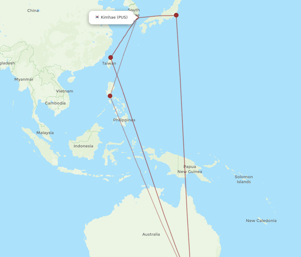 MEL to PUS flights and routes map