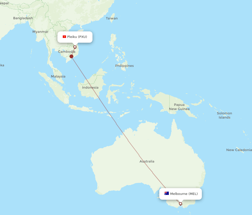MEL-PXU flight routes