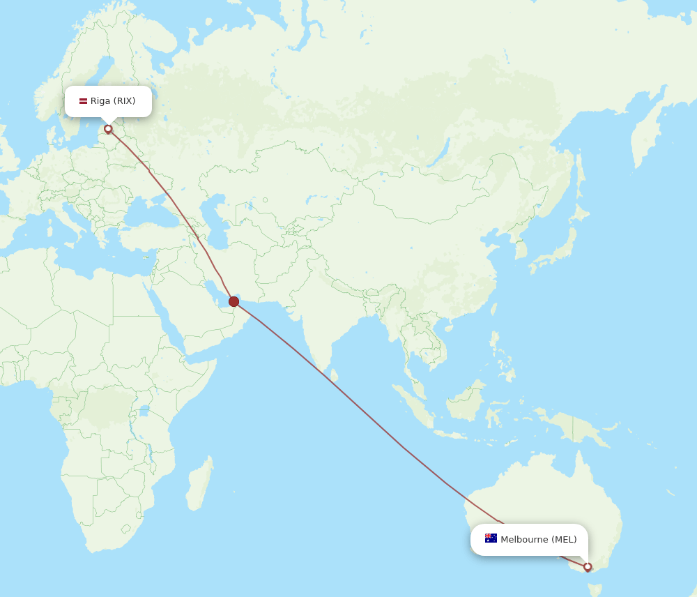 MEL to RIX flights and routes map