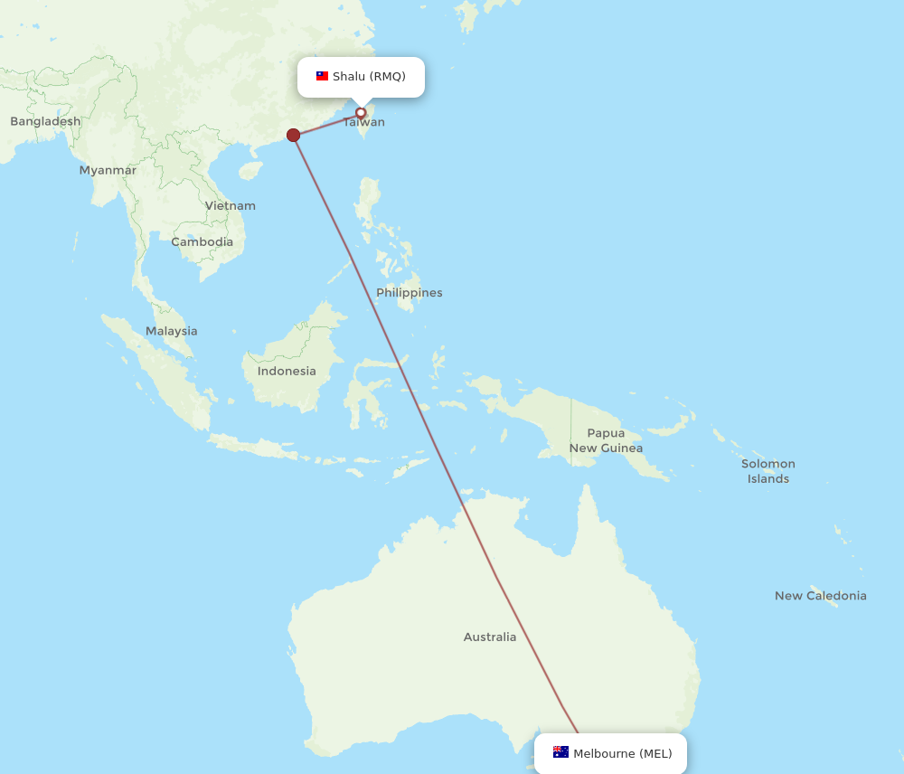 MEL to RMQ flights and routes map