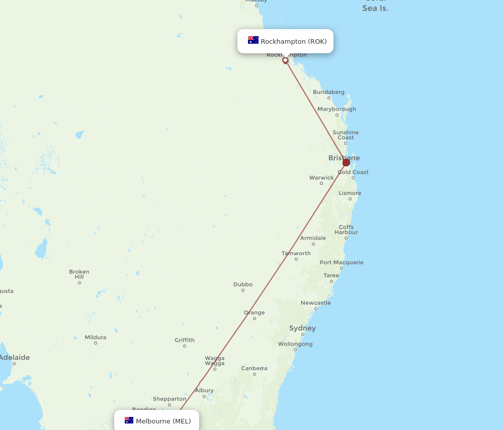 MEL to ROK flights and routes map