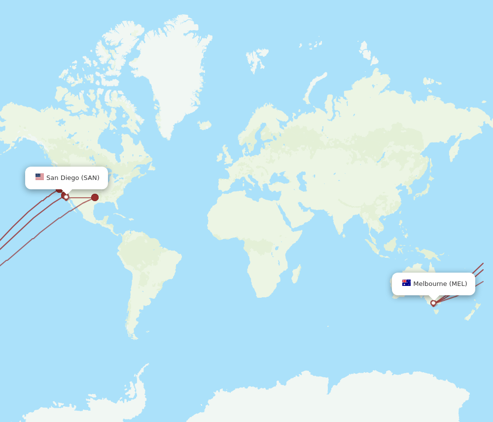 MEL-SAN flight routes