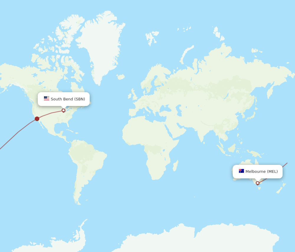 MEL-SBN flight routes