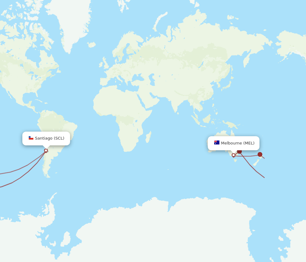 MEL-SCL flight routes