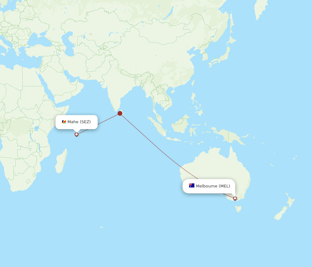MEL-SEZ flight routes