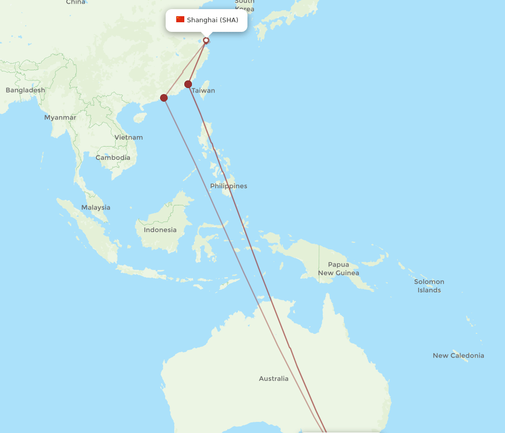 MEL-SHA flight routes