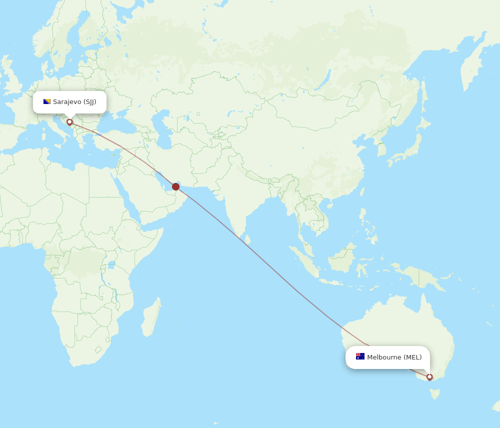 MEL-SJJ flight routes