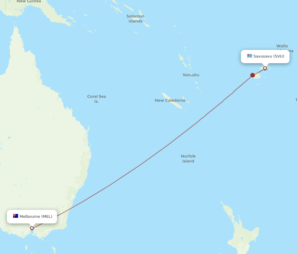 MEL-SVU flight routes