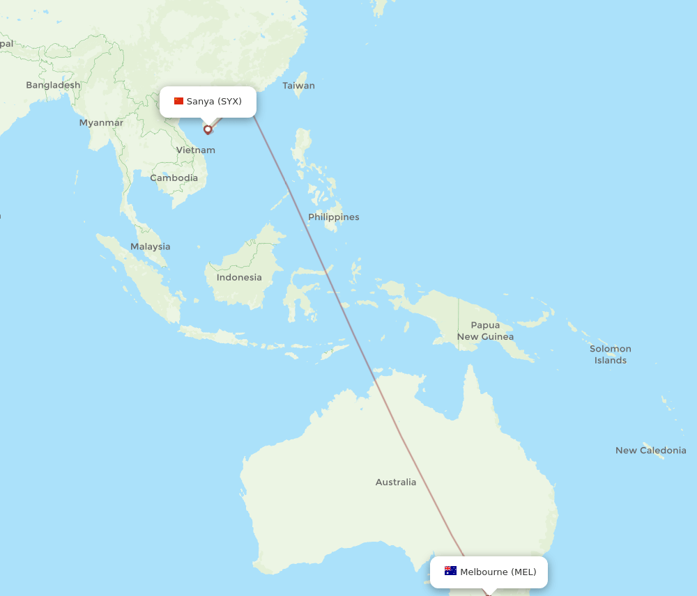 MEL-SYX flight routes