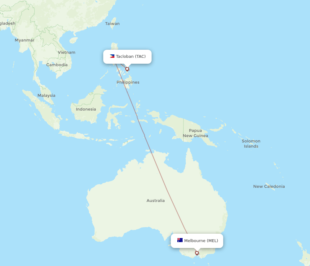 MEL-TAC flight routes