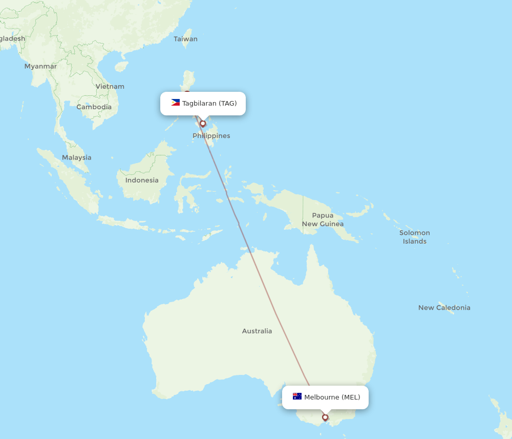 MEL-TAG flight routes
