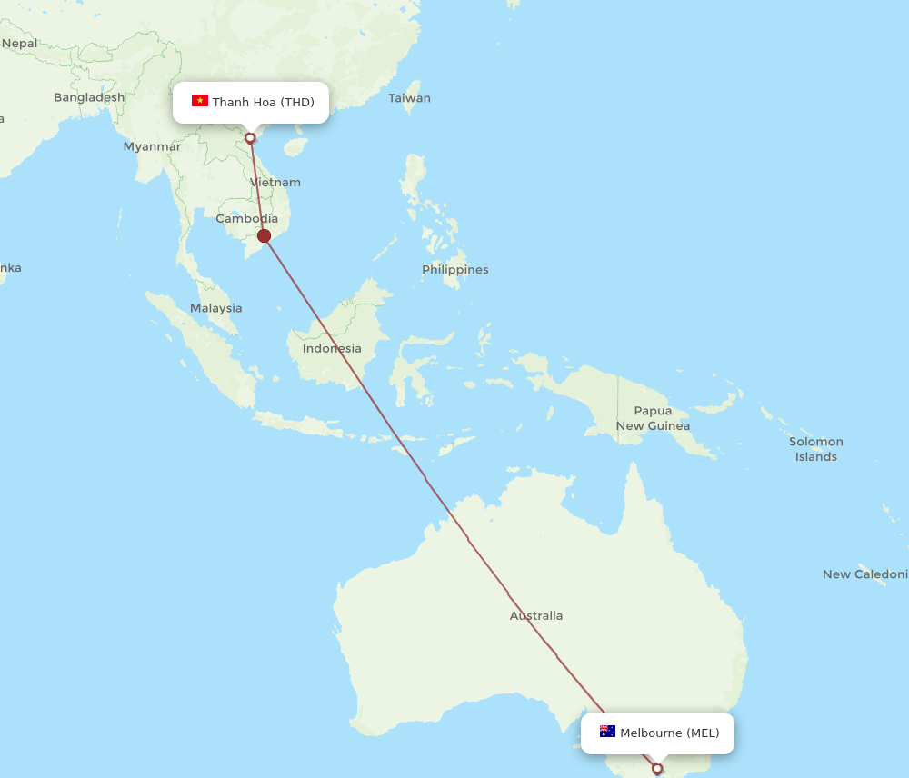 MEL-THD flight routes