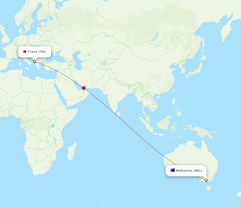MEL-TIA flight routes