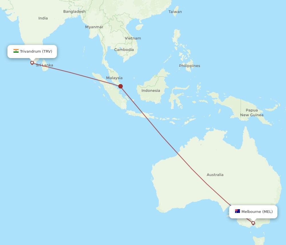 MEL-TRV flight routes