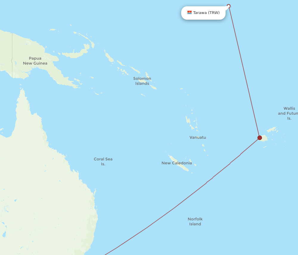 MEL-TRW flight routes