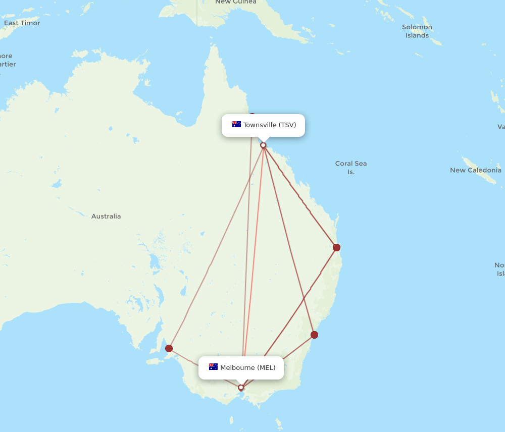 MEL-TSV flight routes
