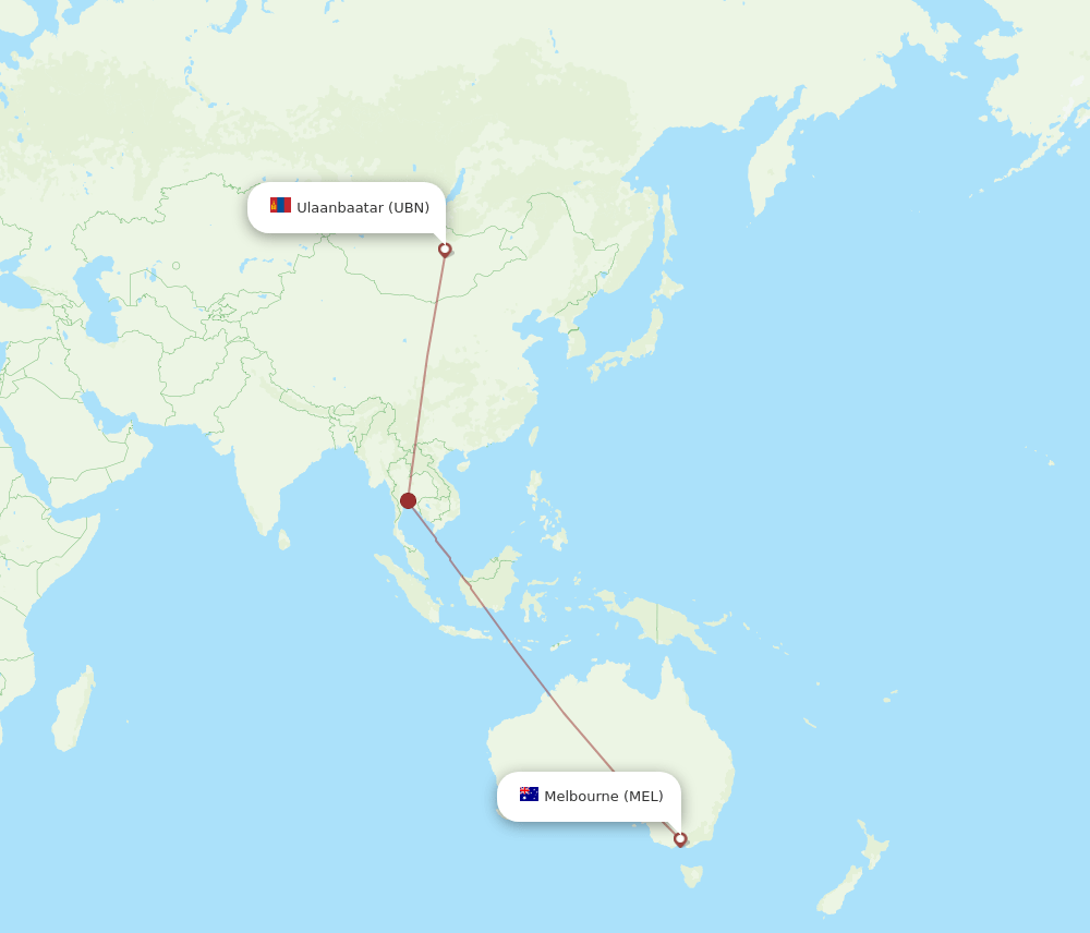 MEL-UBN flight routes