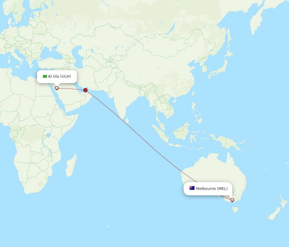 MEL-ULH flight routes