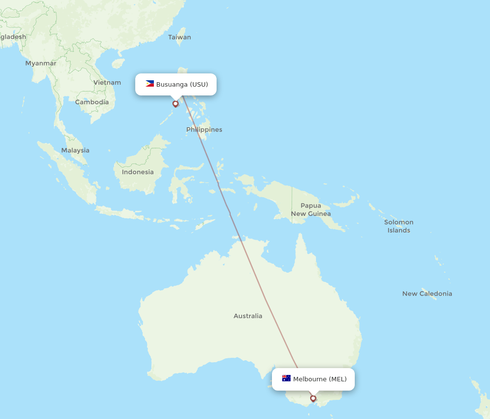 MEL-USU flight routes