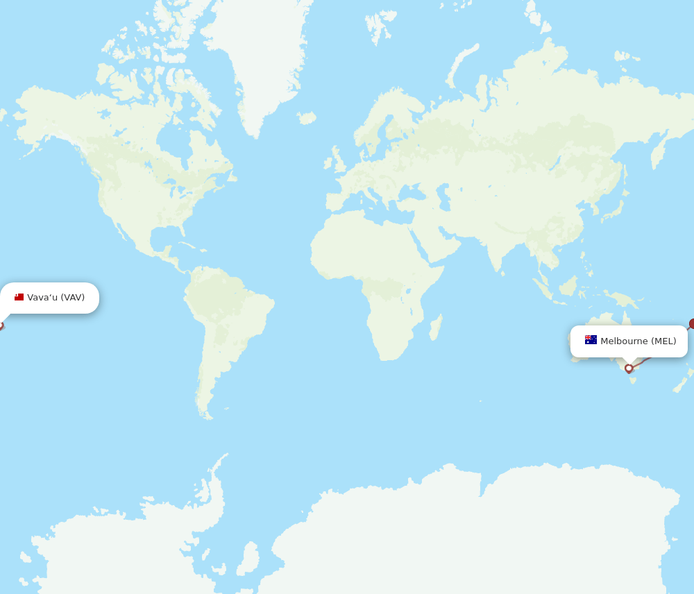 MEL-VAV flight routes