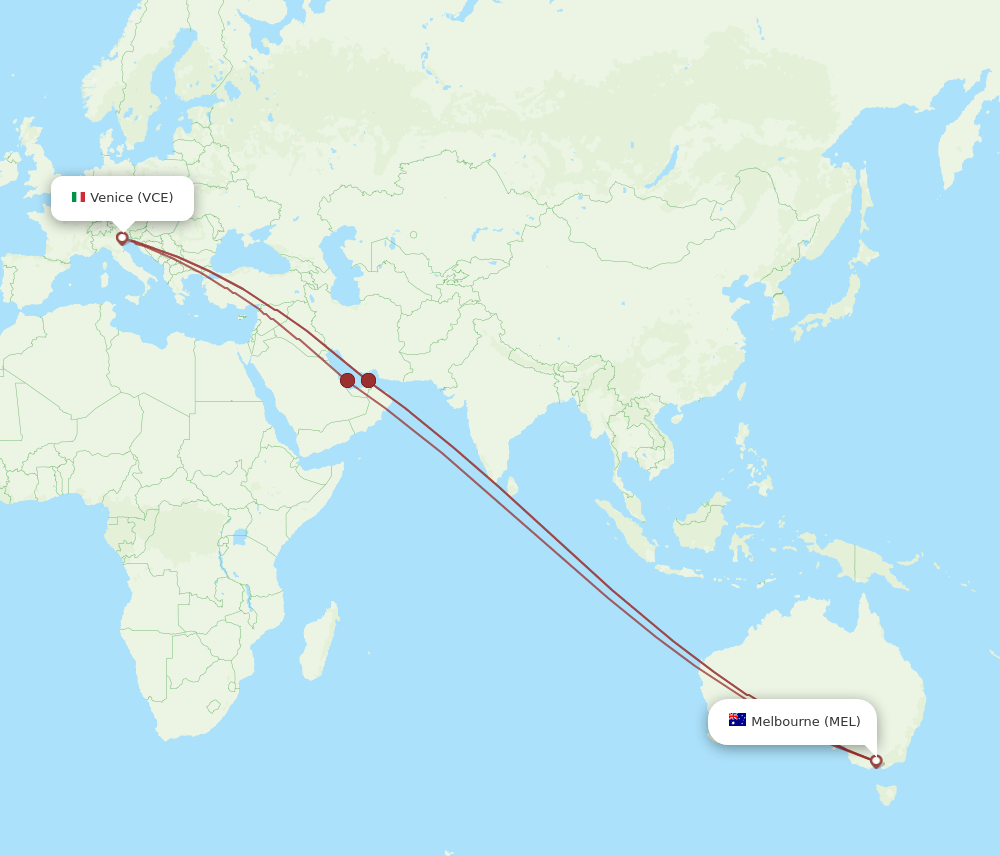 MEL-VCE flight routes