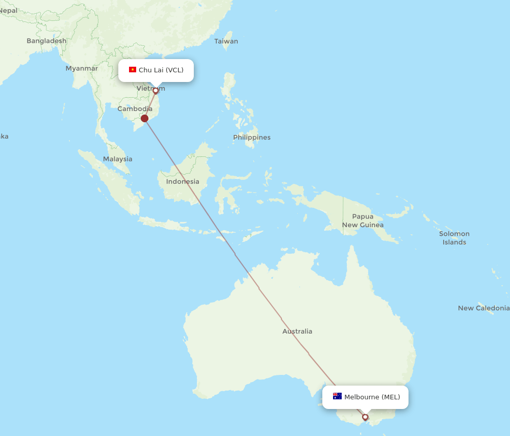 MEL-VCL flight routes