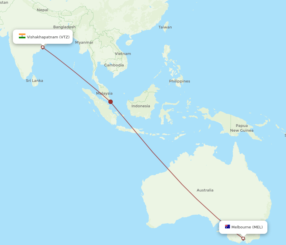 MEL-VTZ flight routes
