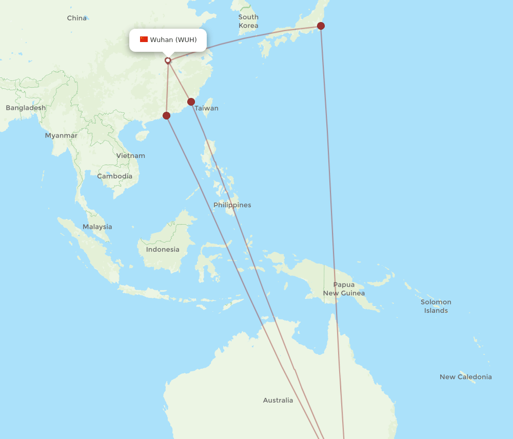 MEL-WUH flight routes