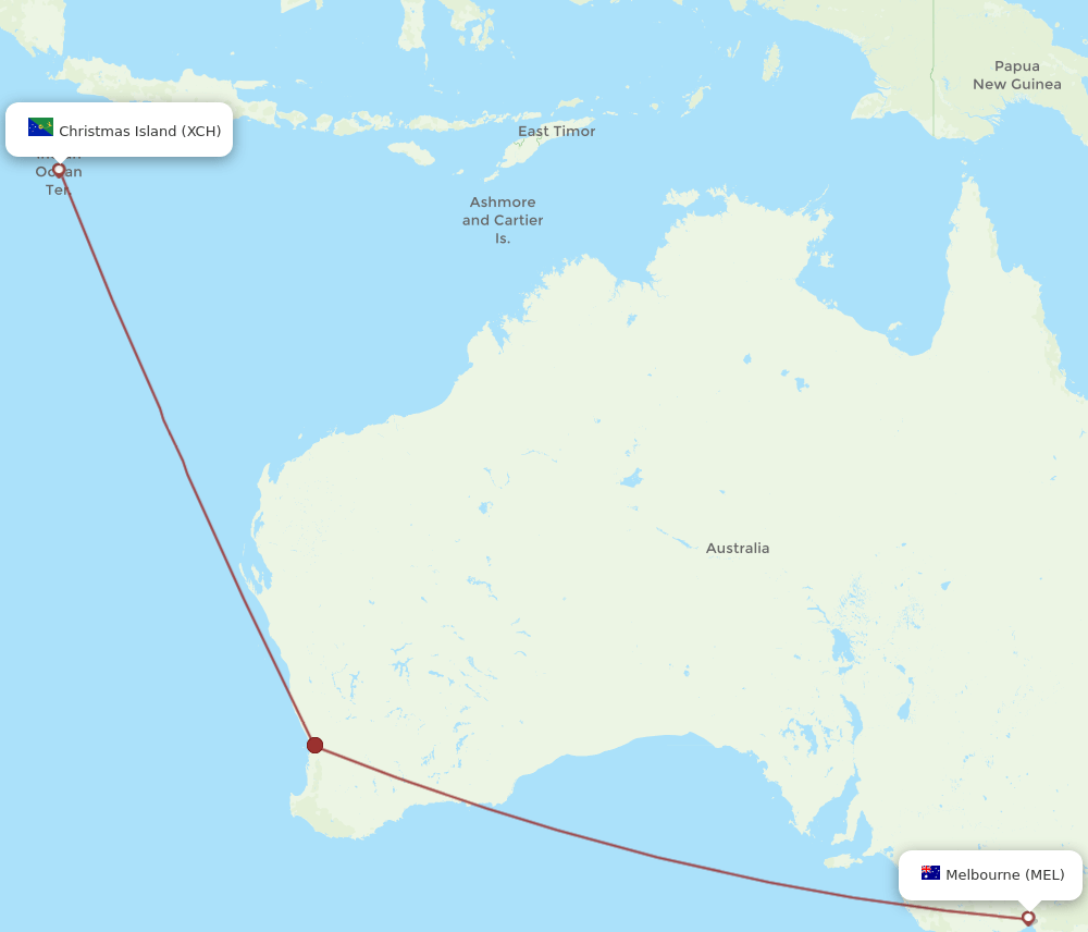 MEL-XCH flight routes