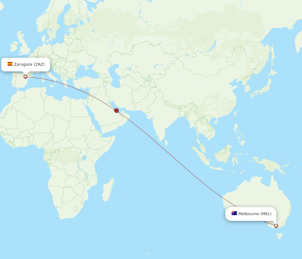 MEL-ZAZ flight routes