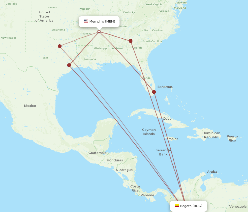 MEM-BOG flight routes