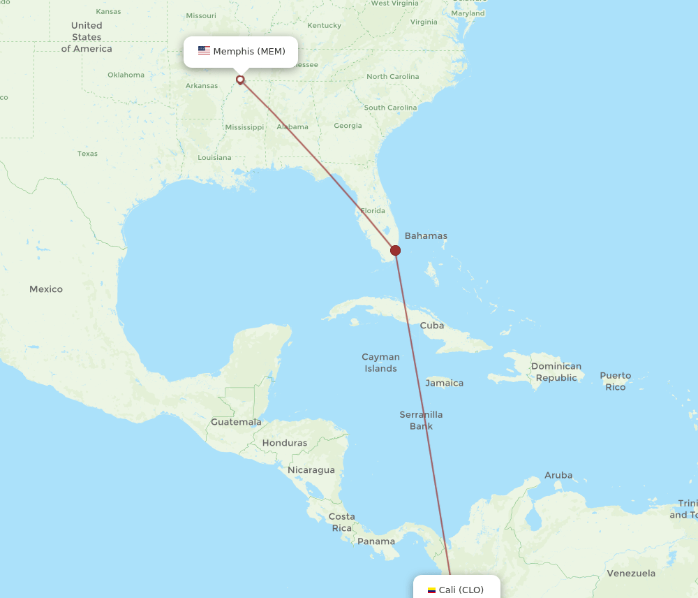 MEM-CLO flight routes