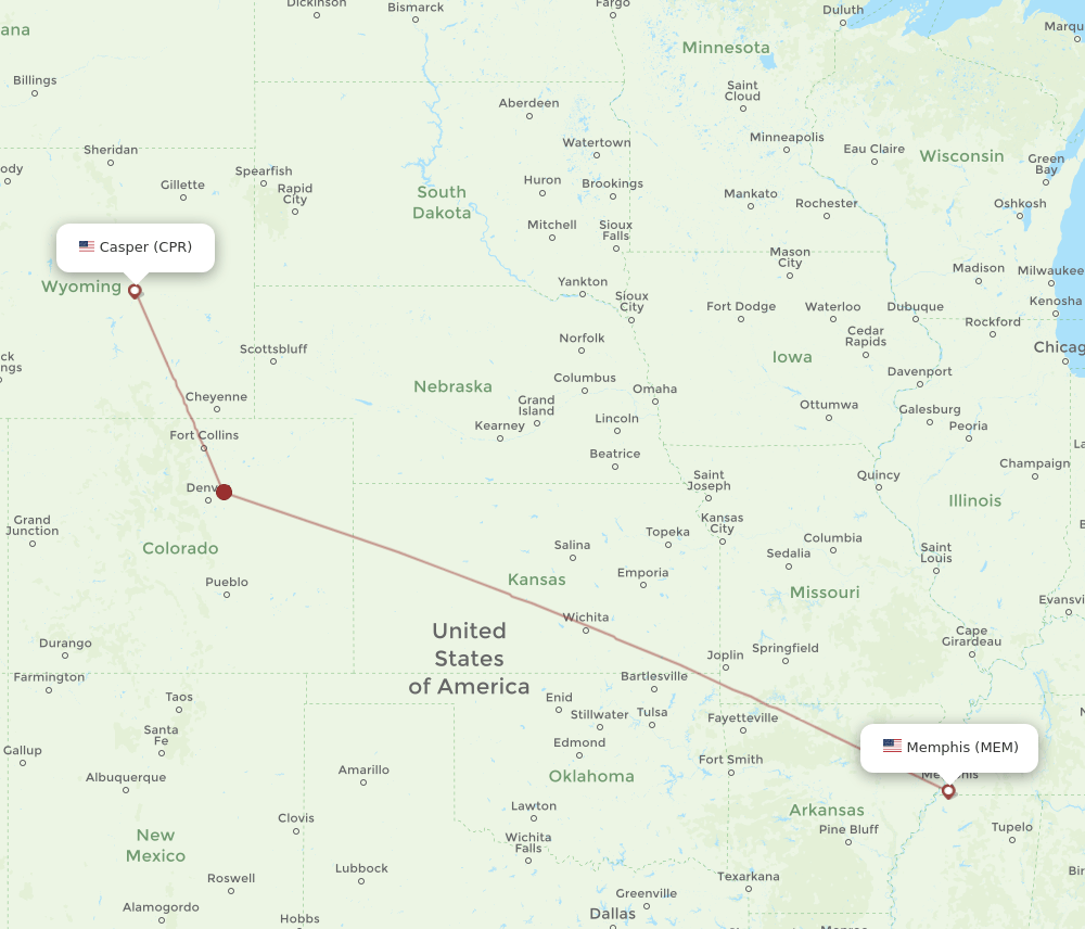 MEM-CPR flight routes