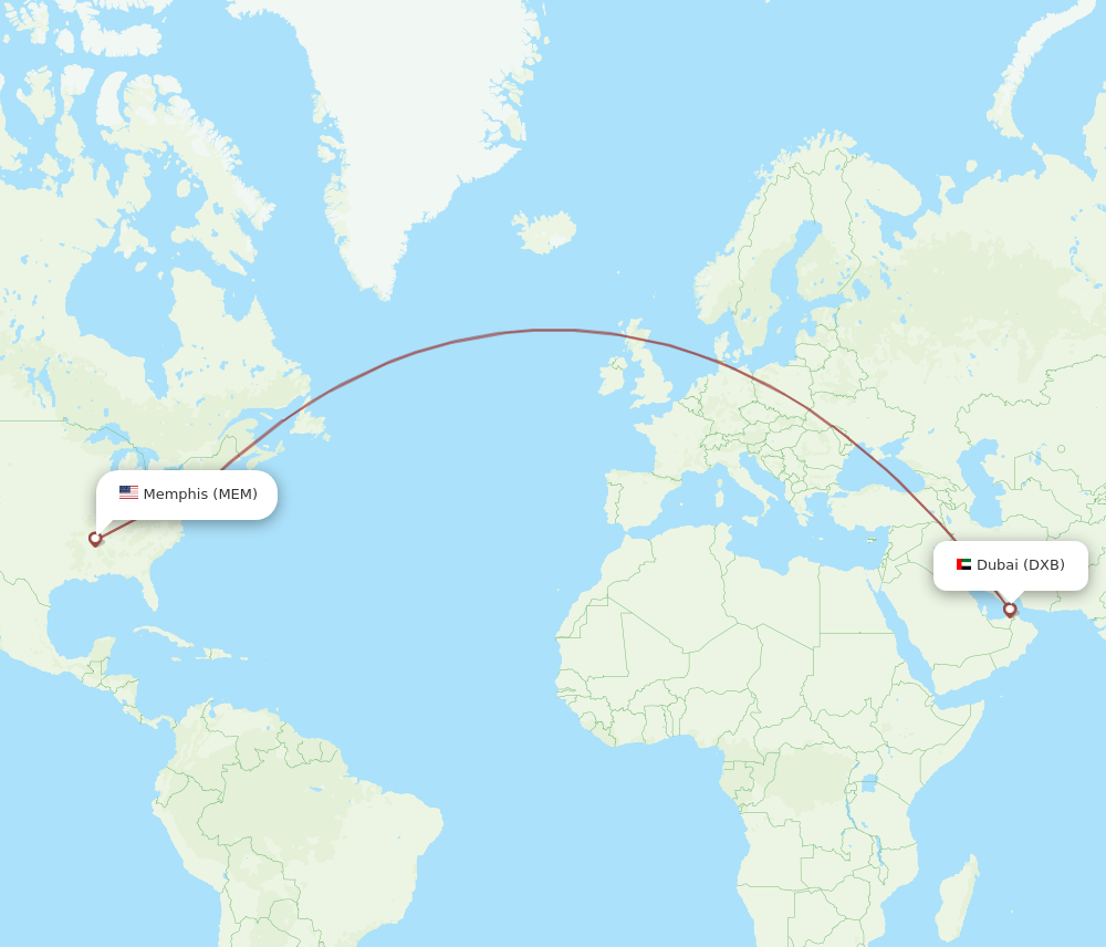 MEM-DXB flight routes