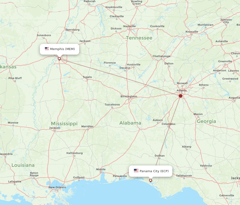 MEM-ECP flight routes
