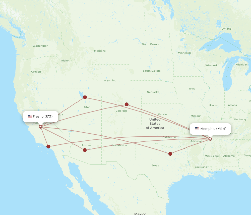 MEM-FAT flight routes